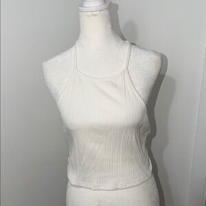 Women's white Ribbed Tank Top